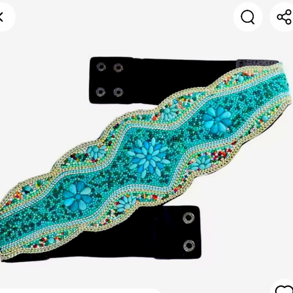 Turquoise Beaded hand made belt .Women's luxury Belt .